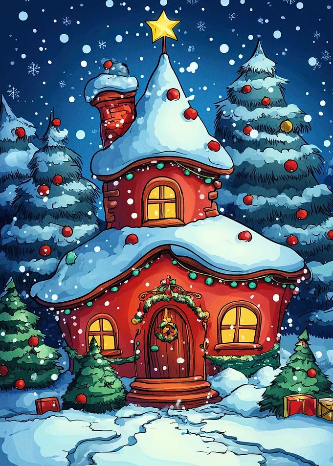 Christmas Cottage Tree