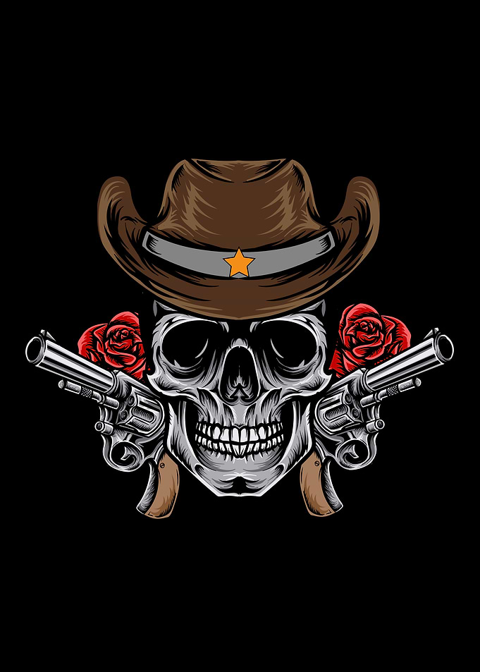 Cowboy Skull with Guns