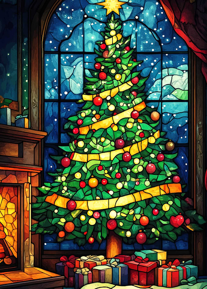 Stained Glass Christmas Tr