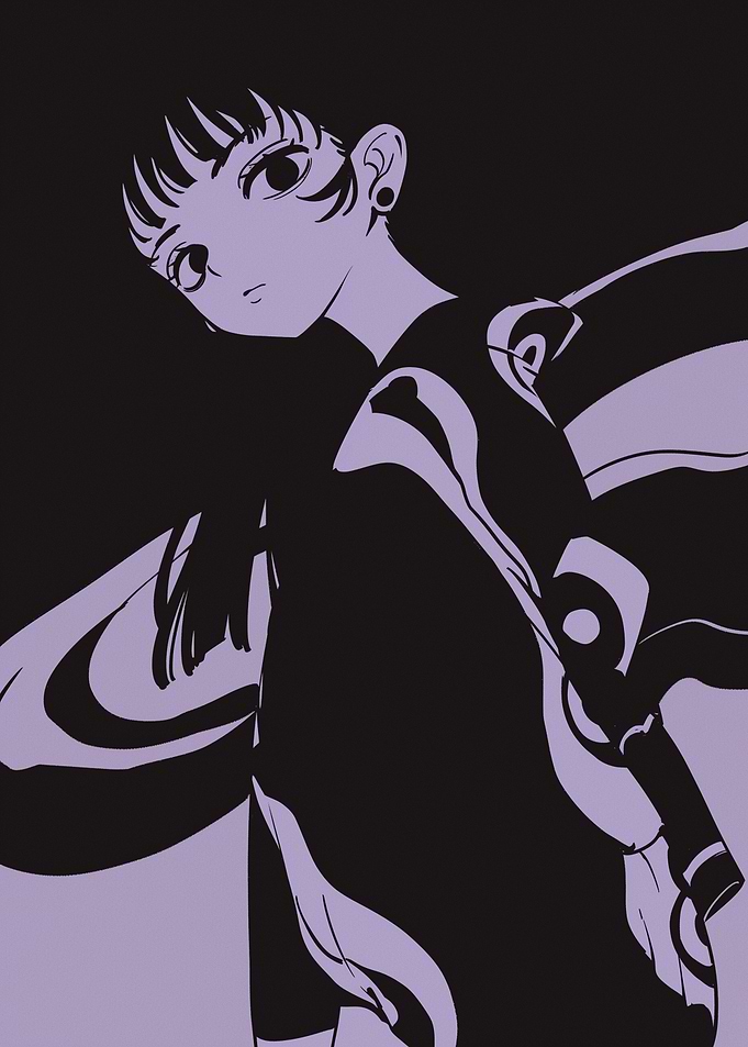 Anime Girl with Swirling Pattern