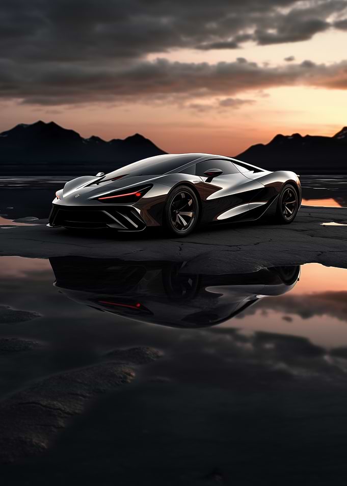 Black Sports Car Sunset