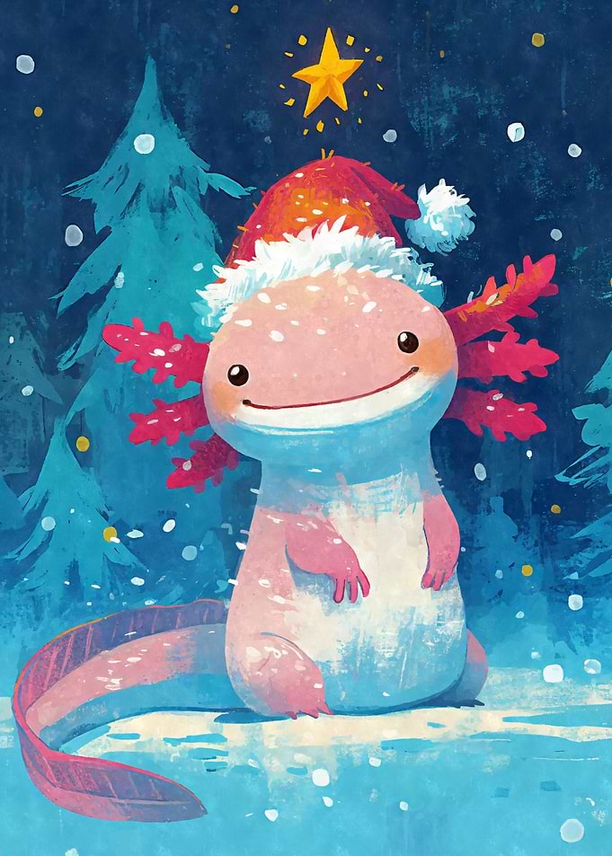 Christmas Axolotl Santa Hat