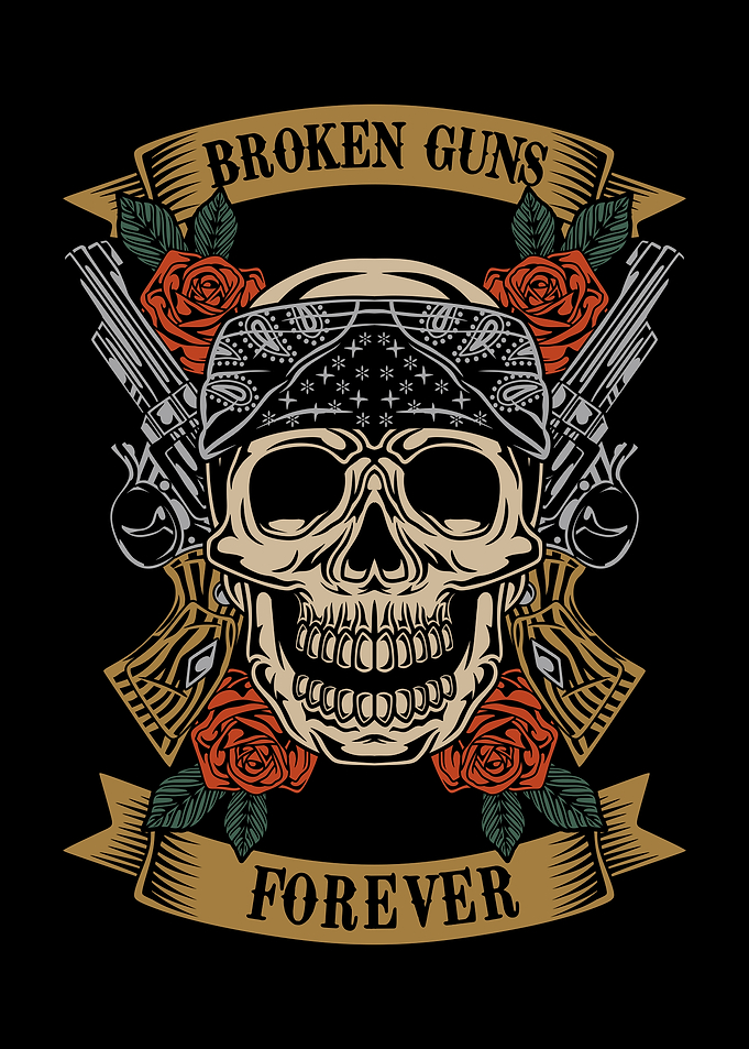 Skull with Guns and Roses