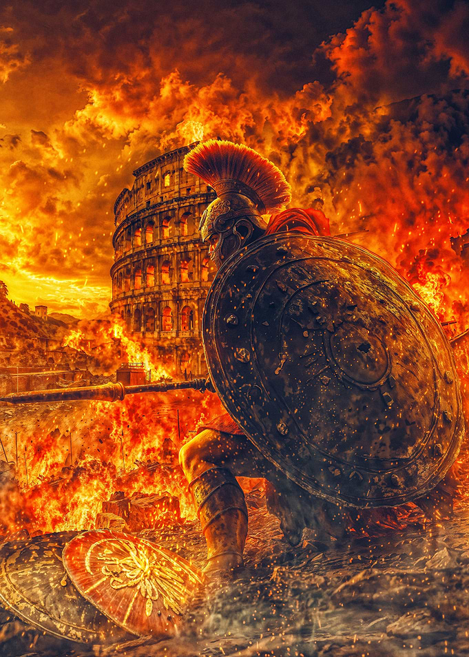 Roman Warrior in Flames
