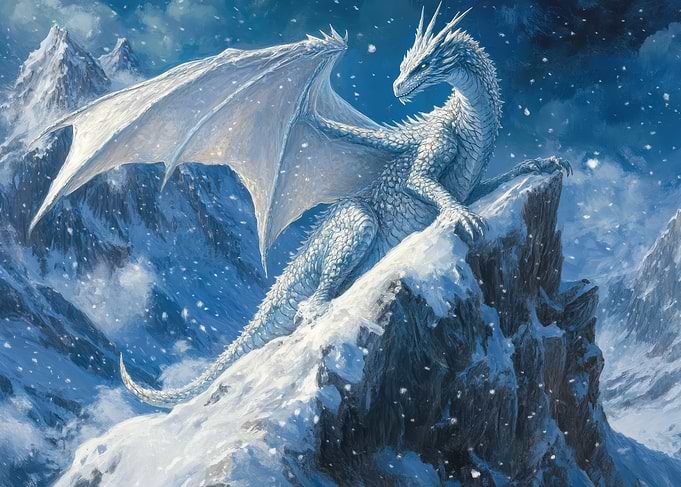 White Dragon on Mountaintop