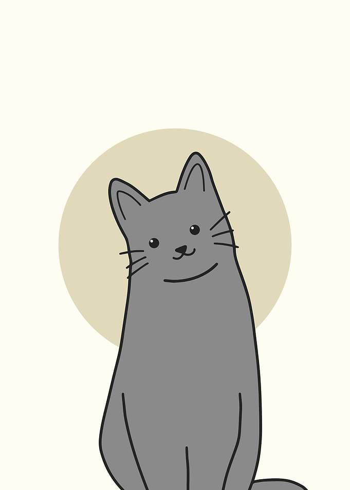 Cute Gray Cat Illustration