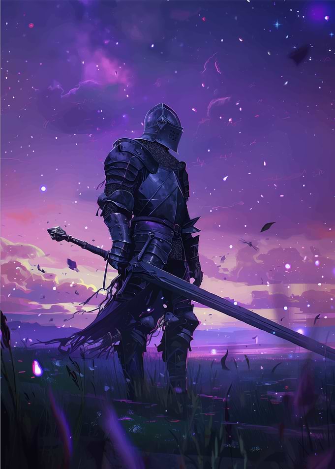 Knight Under a Purple Sky
