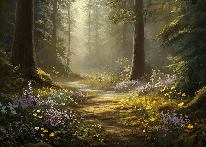 Sunlit Forest Path