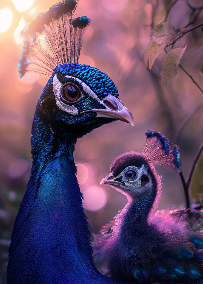 Peacock and Chick