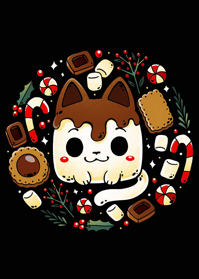 Cute Cat with Christmas Treats