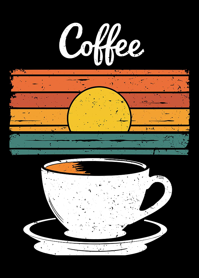 vintage retro sunset distressed coffee cup of caffeine