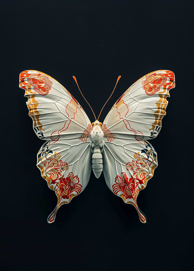 Japanese Floral Butterfly