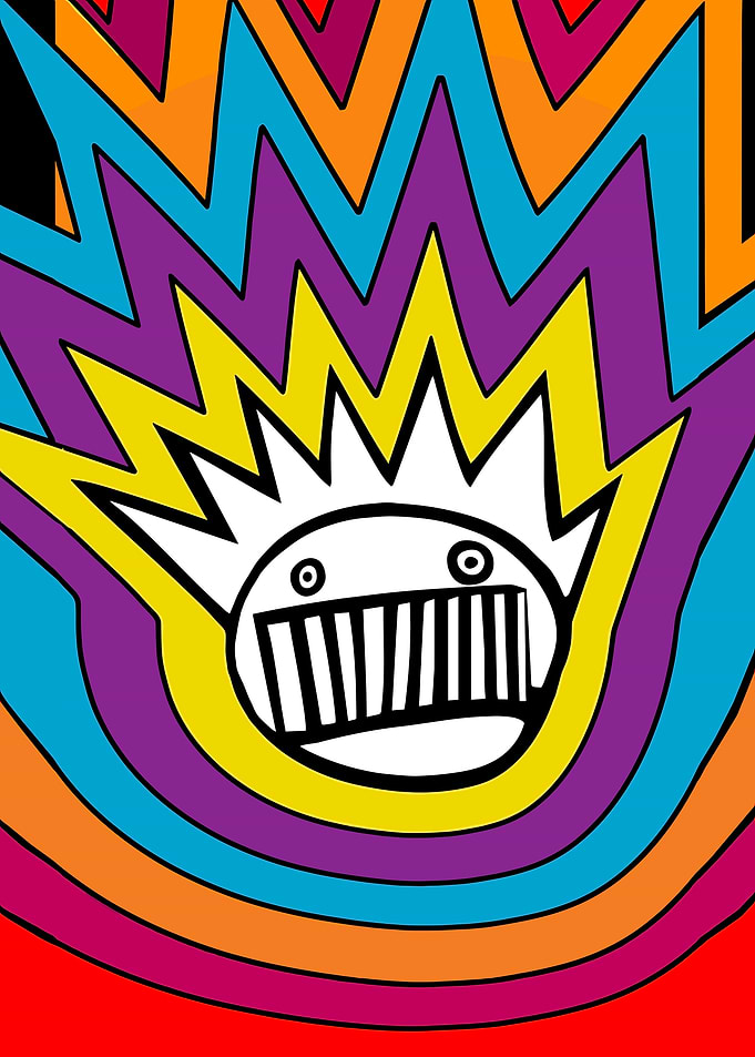 Smiling Monster with Rainbow