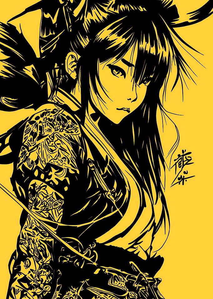 Black & Yellow Anime Warrior
