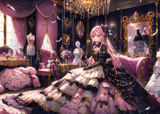 Anime Girl in Elegant Dress