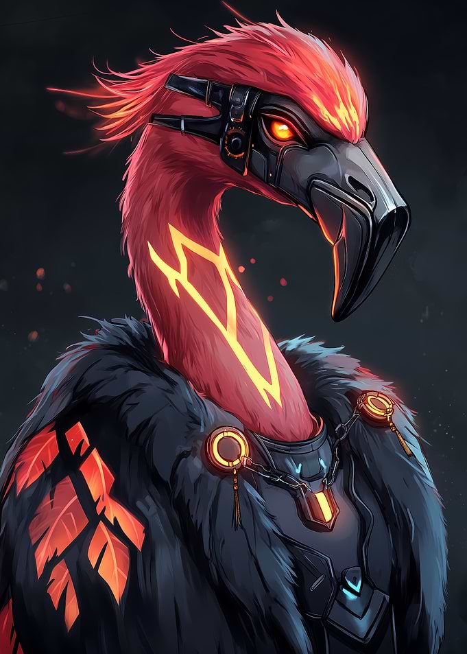 Cyberpunk Flamingo Animal