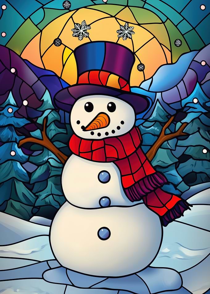 Stained Glass Snowman