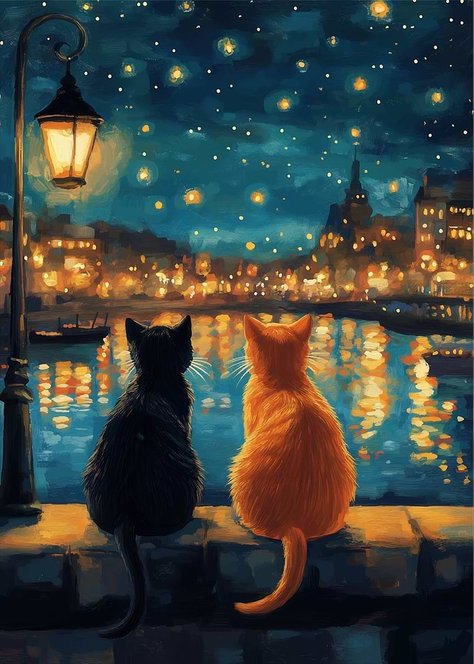 Cats Night Cityscape