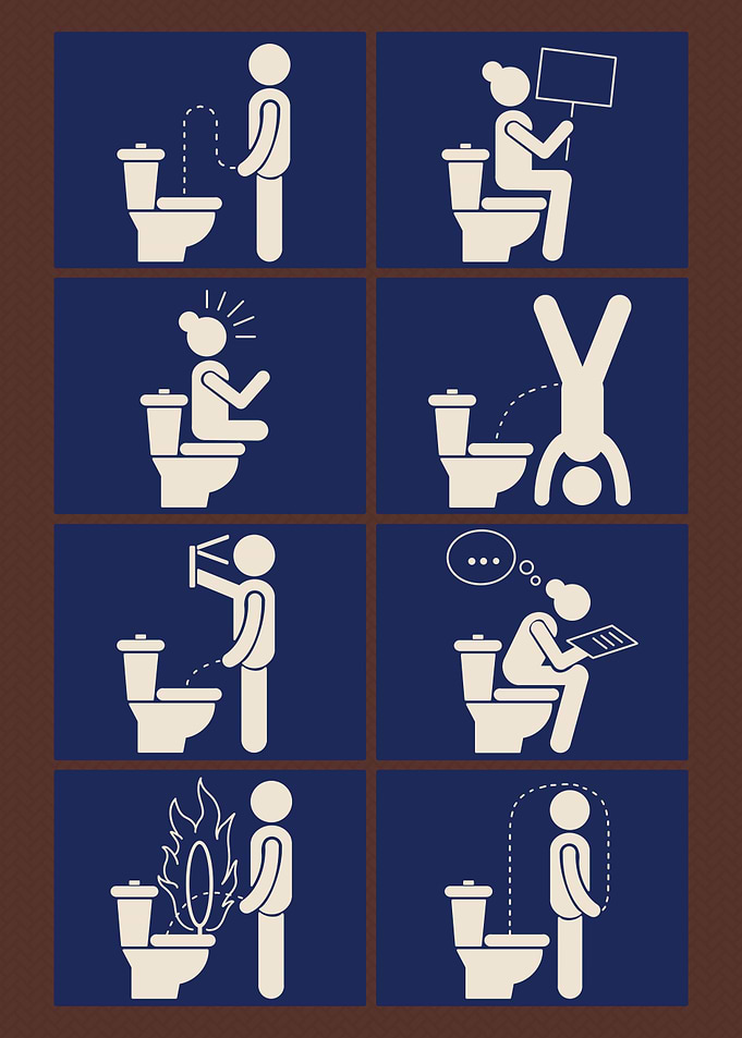 Office Toilet Funny Illustrations