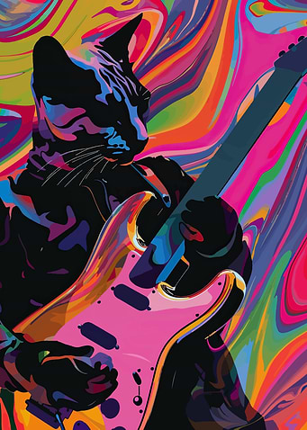 Cat Guitarist Trippy