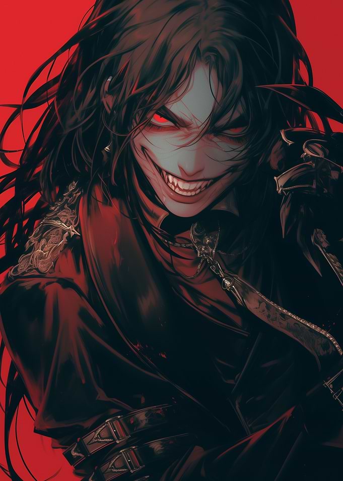 Anime Character with Red Eyes