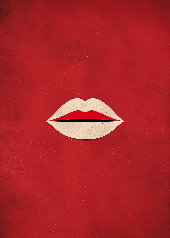 Red Lips Minimalist Art