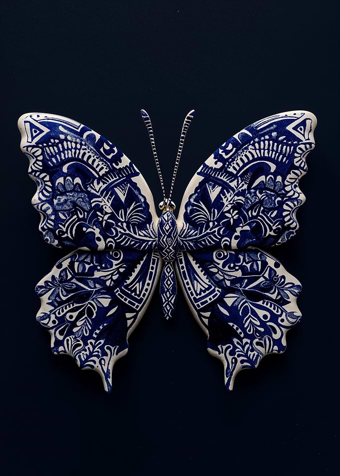 Blue and White Butterfly Decor