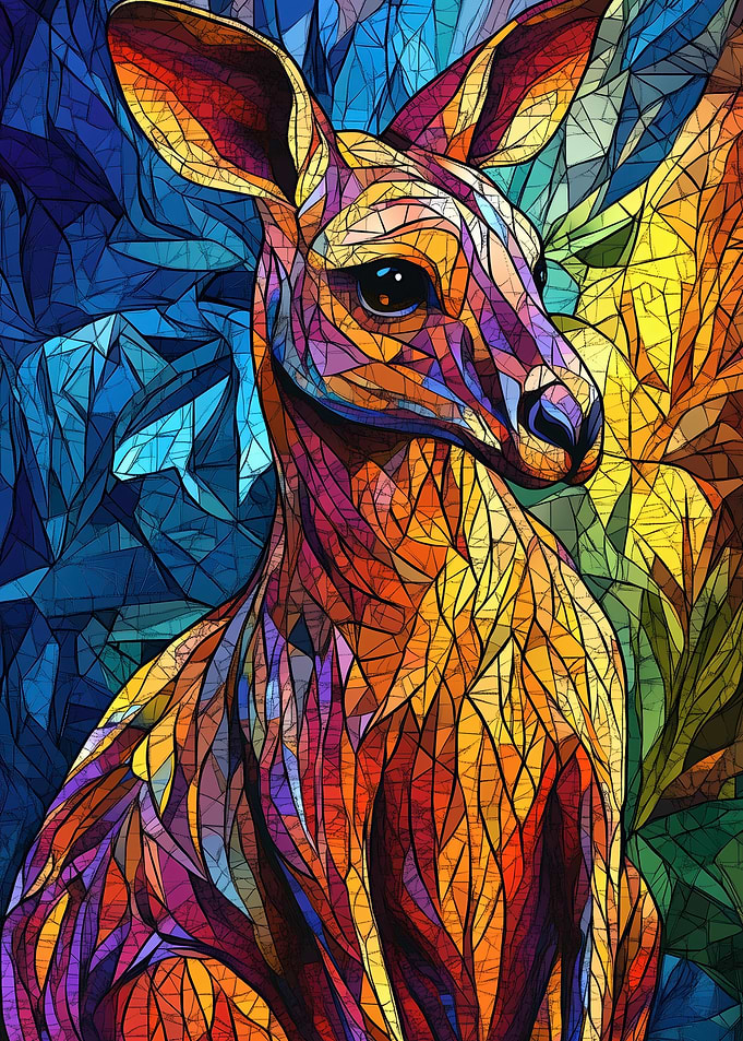 Stained Glass Kangaroo