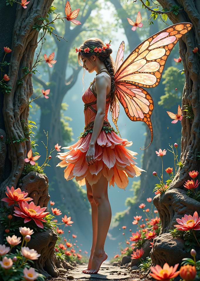 Fairy in flowery forest