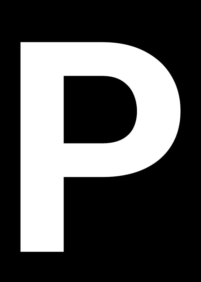 White Letter P on Black