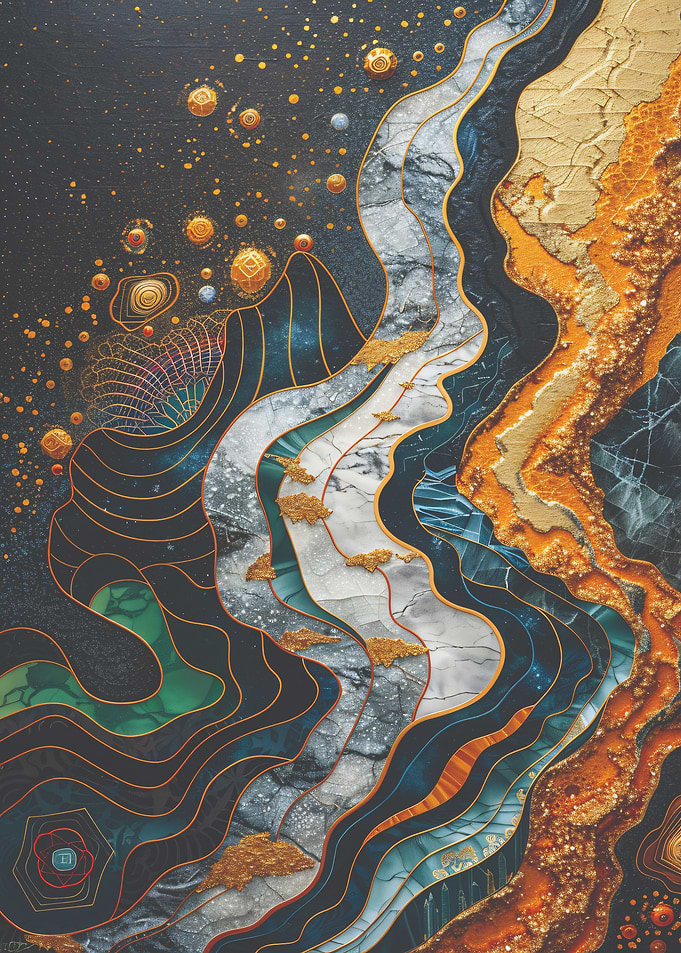 Abstract Gold & Blue Art