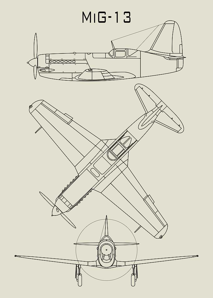 MIG-13 Airplane Blueprint