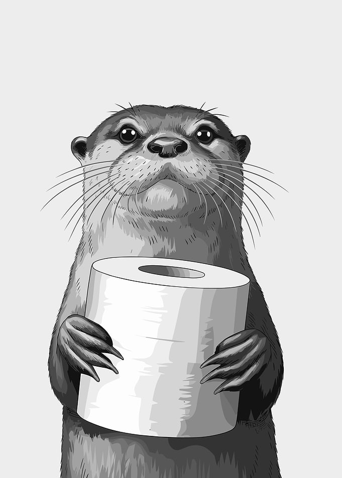Otter Holding Toilet Paper