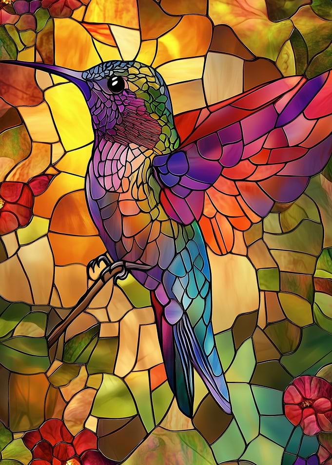 Stained Glass Hummingbird