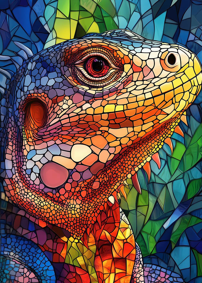 Iguana in Stained Glass