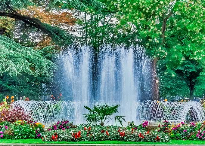 Fountain in a Garden City Park