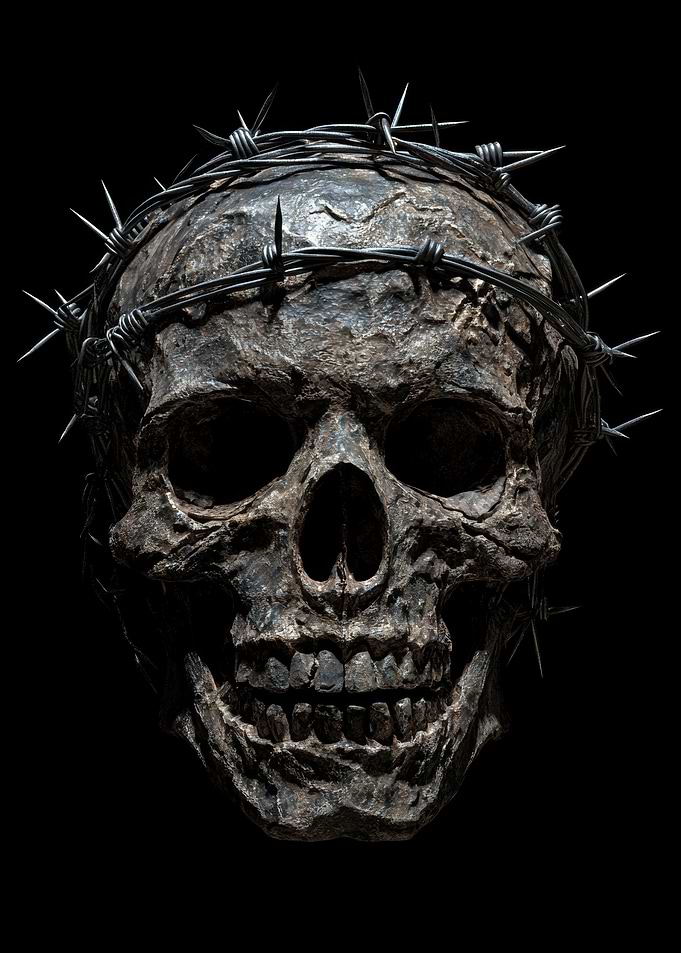 Skull with Barbed Wire Crown
