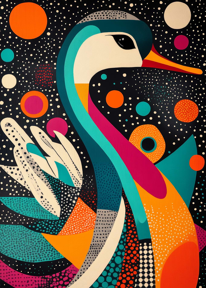 Abstract Goose in Space Poster | Modern Goose Illustration