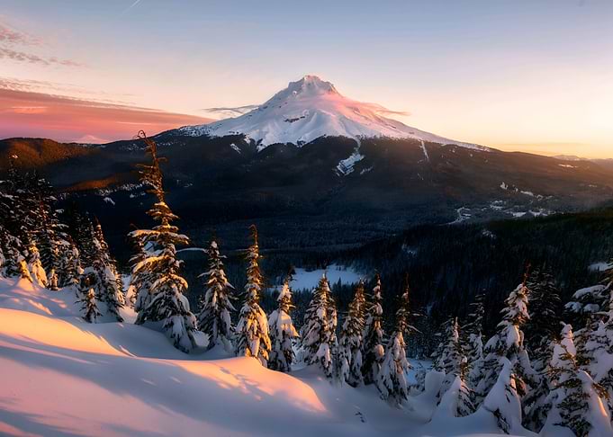 Snowy Mountain Sunset