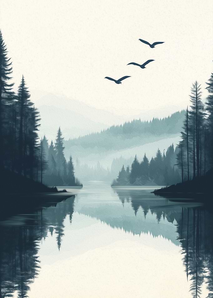 Misty Lake Landscape
