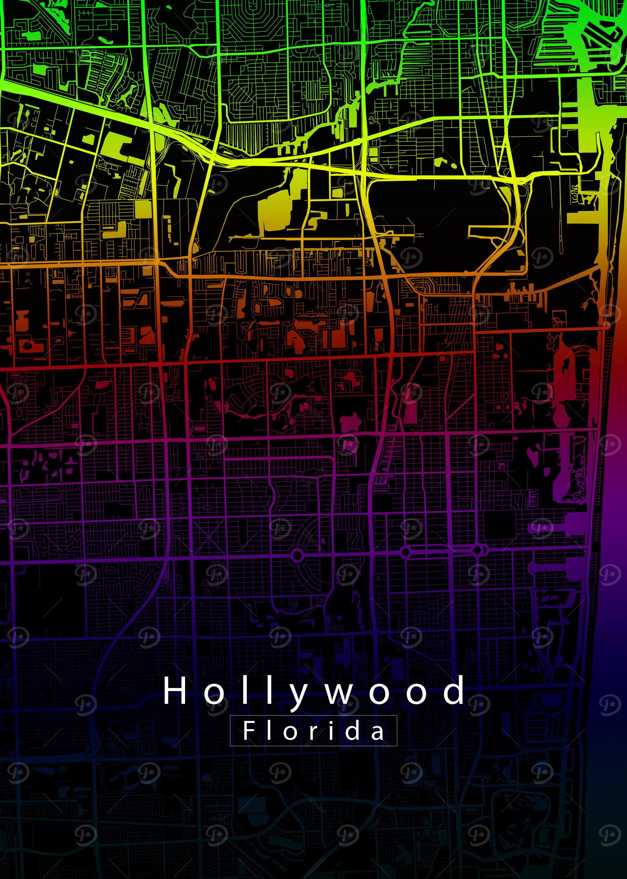 Hollywood Florida City Map