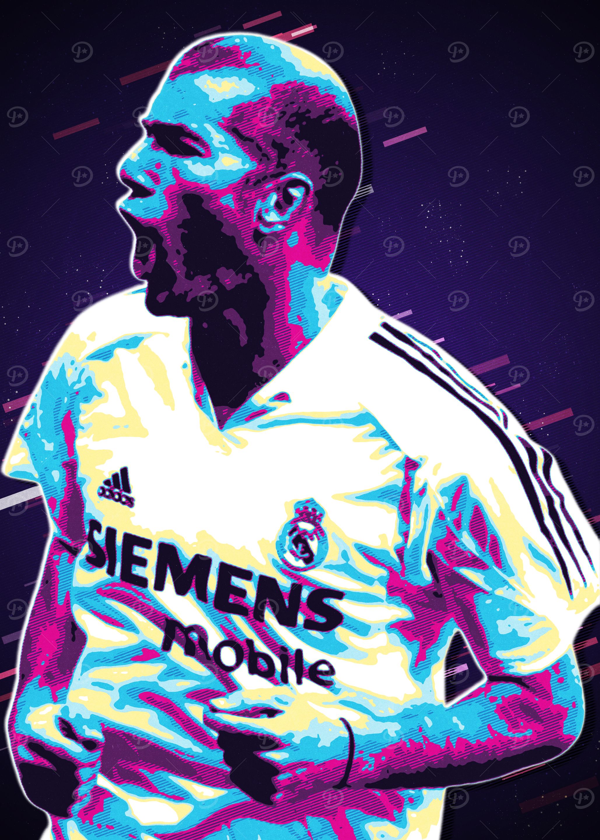 Zidane Football Player in Retro Style