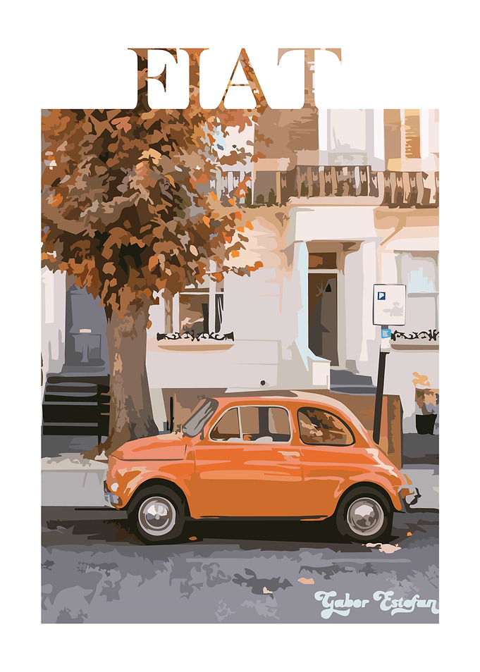 Fiat 500 in City Setting