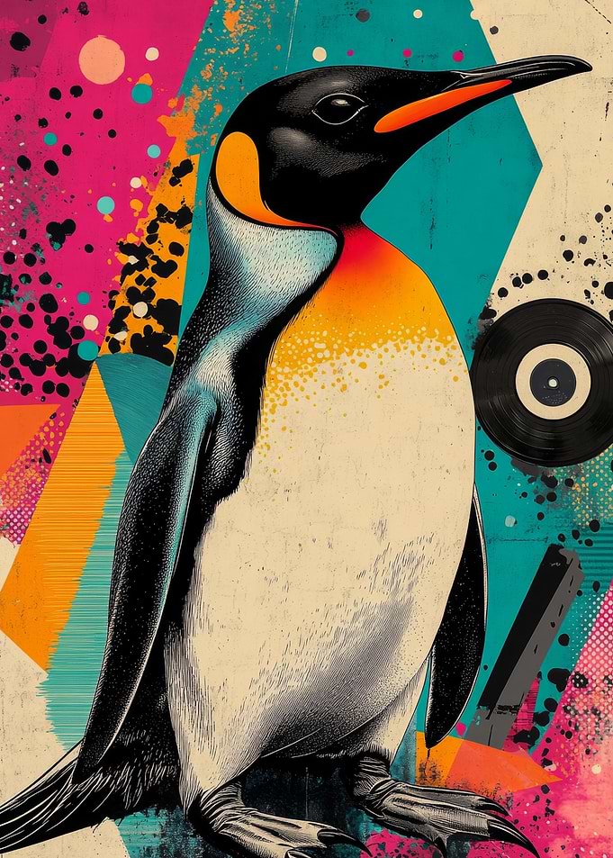 King Penguin Pop Art | Colorful Pop Art Penguin
