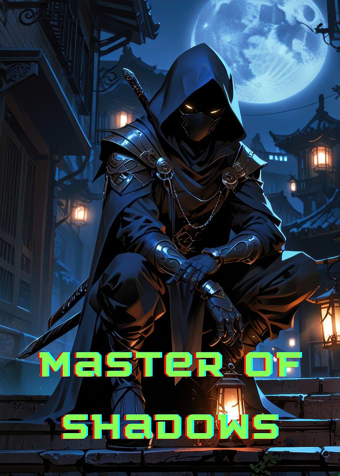 Shadow Ninja Artwork, Man with swords under full moon, Ninja with Robe Dark night