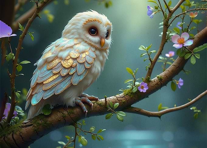 Magical Owl on Branch
