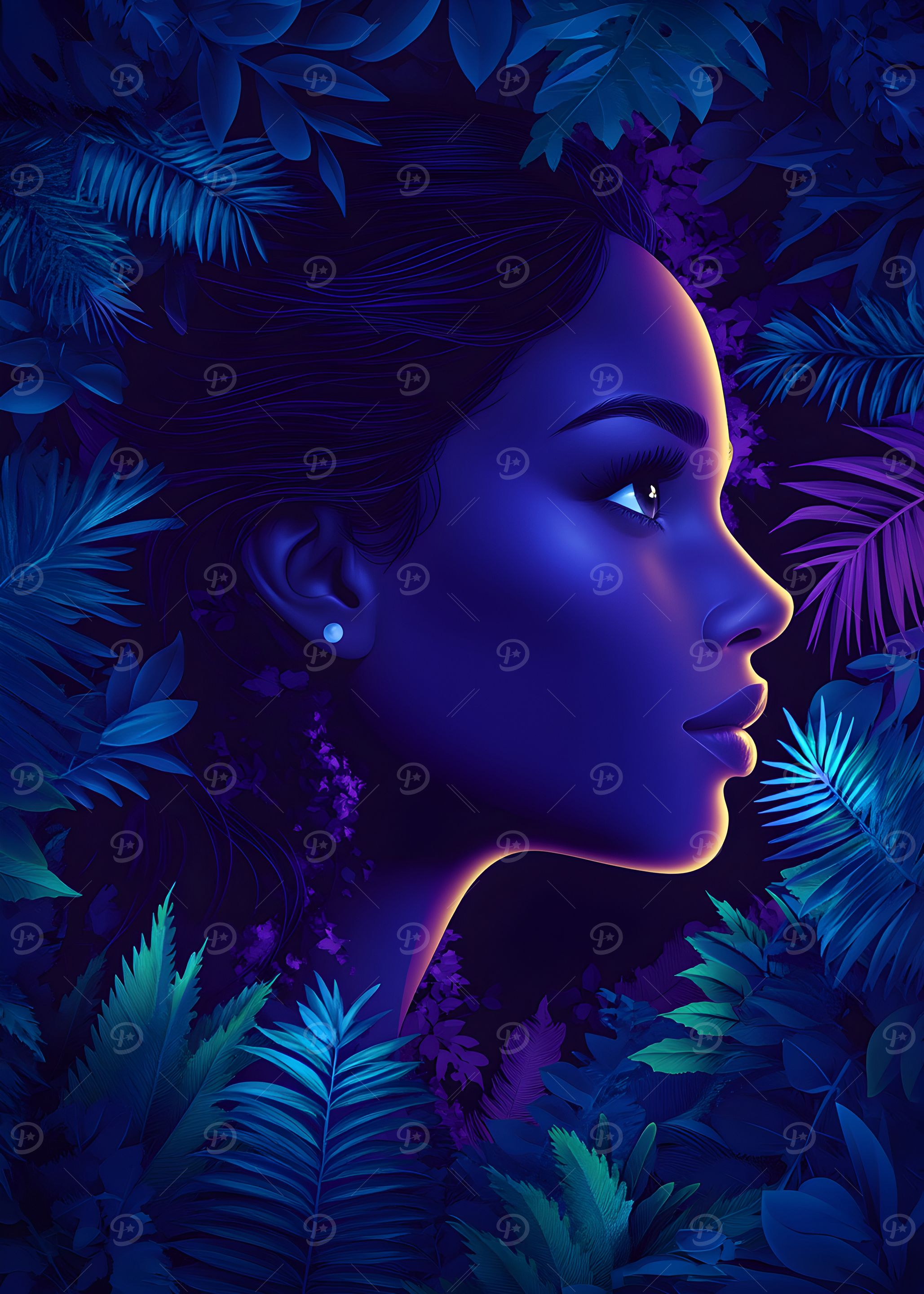 Woman in Tropical Foliage