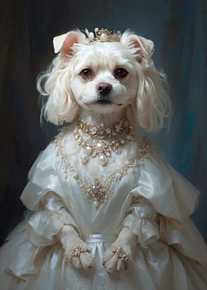 Royal Spaniel: Elegance in Ivory and Pearls