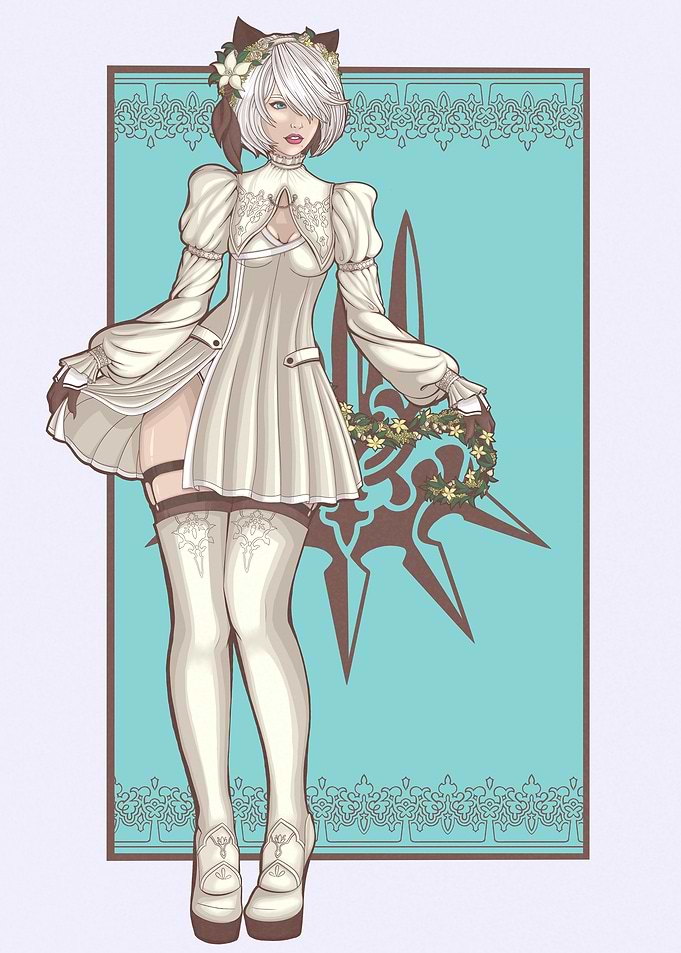 2B in White Dress
