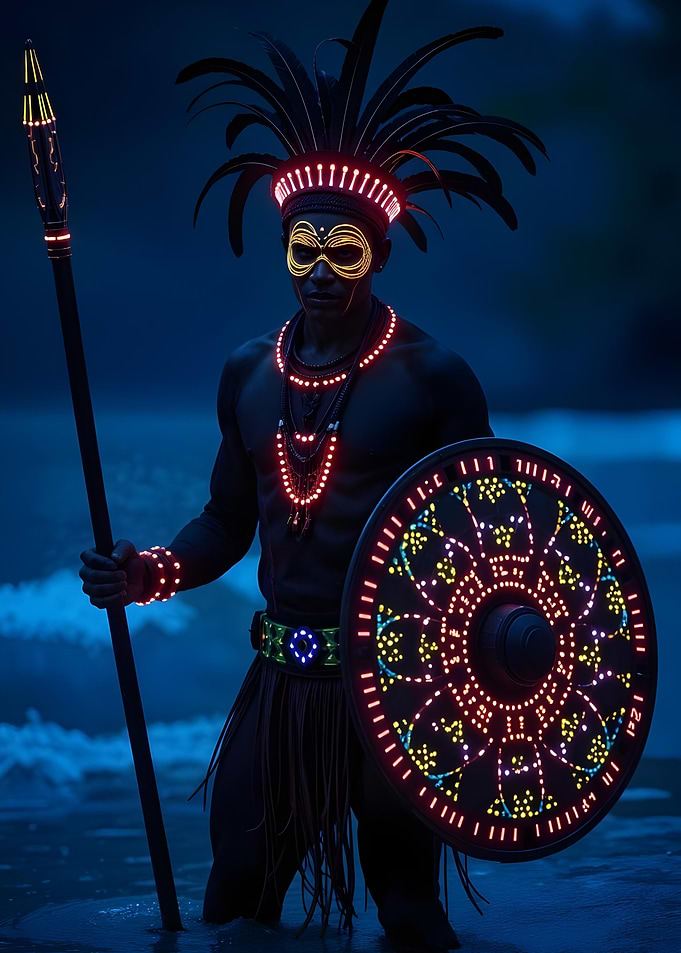 Warrior with Neon Warfare